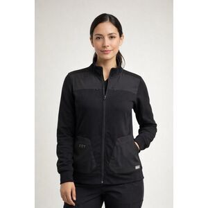 FIGS Womens Medium Black Full Zip Scrub Jacket Stretch Medical Workwear